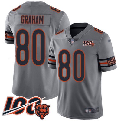 Nike Chicago Bears #80 Jimmy Graham Silver Men's Stitched NFL Limited Inverted Legend 100th Season Jersey
